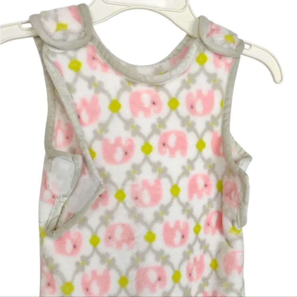 Blankets & Beyond Sleep Sack Fleece Elephants Pink and Green